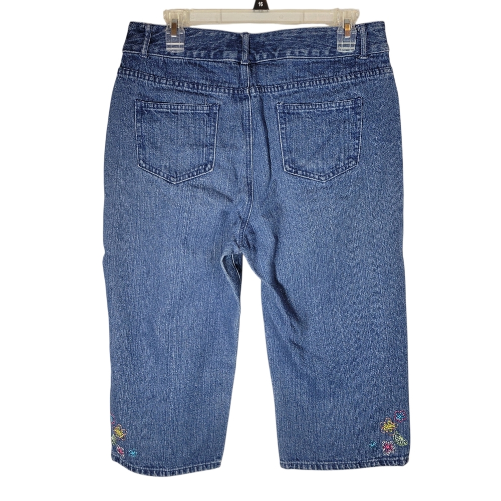 Christopher & Banks denim jean embroidered capris pants Size 10 - Picture 3 of 7
